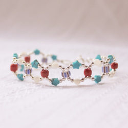 ◆hippie◆Infinity│Turquoise Meets Ceramic&Shell bead Bracelet 2枚目の画像