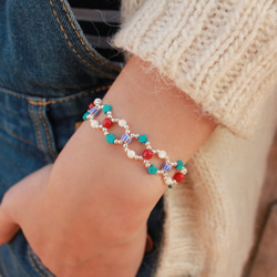 ◆hippie◆Infinity│Turquoise Meets Ceramic&Shell bead Bracelet 3枚目の画像