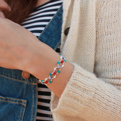 ◆hippie◆Infinity│Turquoise Meets Ceramic&Shell bead Bracelet 5枚目の画像