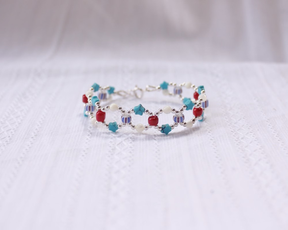 ◆hippie◆Infinity│Turquoise Meets Ceramic&Shell bead Bracelet 7枚目の画像