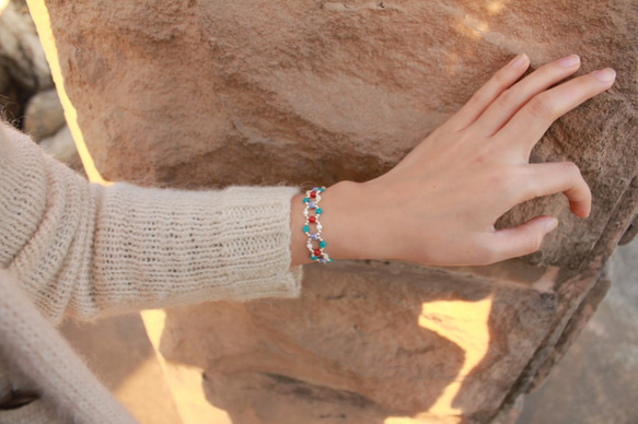 ◆hippie◆Infinity│Turquoise Meets Ceramic&Shell bead Bracelet 8枚目の画像