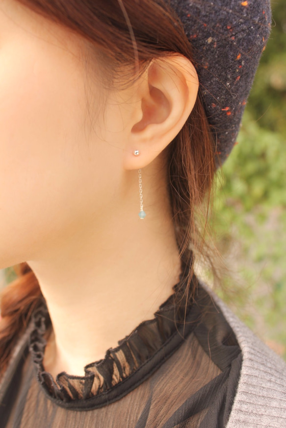 ◆hipp◆Lakeshore│Silver Crystal Asymmetric Chain Earring 10枚目の画像
