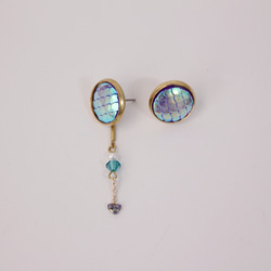 ◆hippie◆Mermaid Scale Brass Long Earrings -Purple Lignt 2枚目の画像