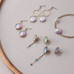 ◆hippie◆Mermaid Scale Brass Long Earrings -Purple Lignt 10枚目の画像