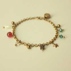 ◆hippie◆Royal│Glamour Brass Bracelet with Sparkle Multi-gems 2枚目の画像
