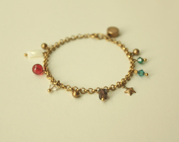 ◆hippie◆Royal│Glamour Brass Bracelet with Sparkle Multi-gems 2枚目の画像