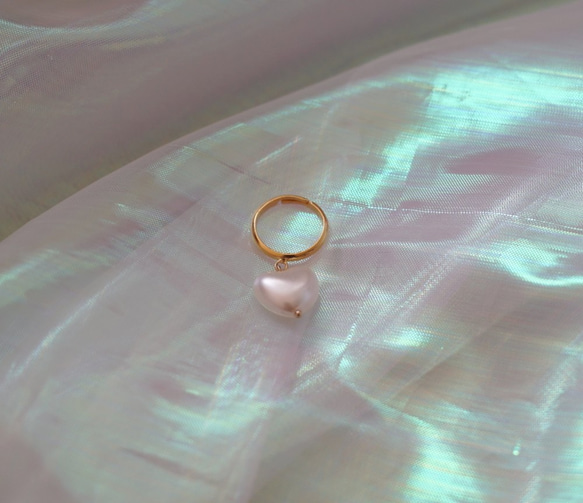 ◆hippie◆ 日系愛心珍珠金色可調式戒指 (限量) 第5張的照片