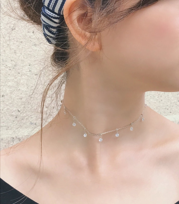 hippie* 輝夜│閃耀鋯石純銀頸鏈/Choker/短項鏈/頸圈(限量訂製