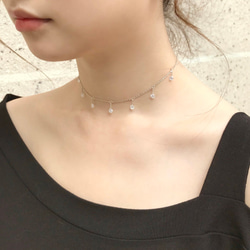 ◆hippie◆ 輝夜│Shiny Zircon Sterling Silver Choker / Necklace 2枚目の画像