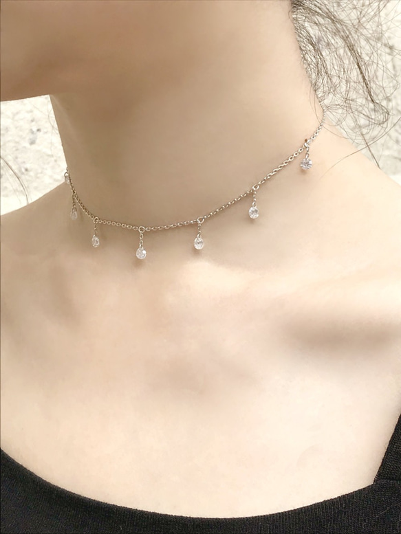 ◆hippie◆ 輝夜│Shiny Zircon Sterling Silver Choker / Necklace 9枚目の画像