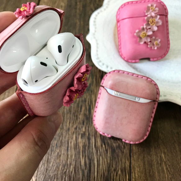 皮革櫻花AirPods 1代/2代保護套 第5張的照片