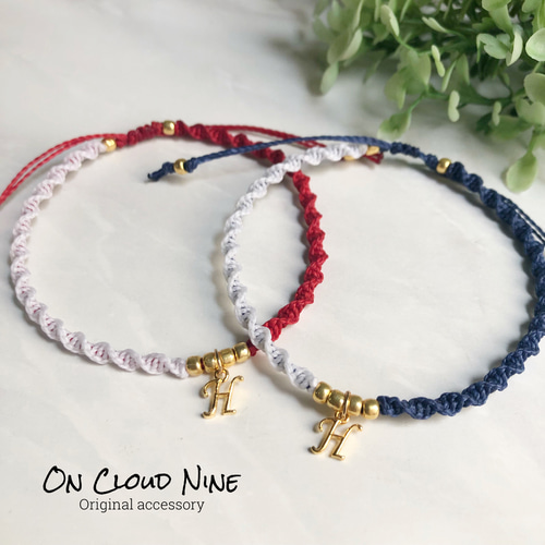 ペア価格】ワックスコードアンクレット 選べるイニシャル 記念日