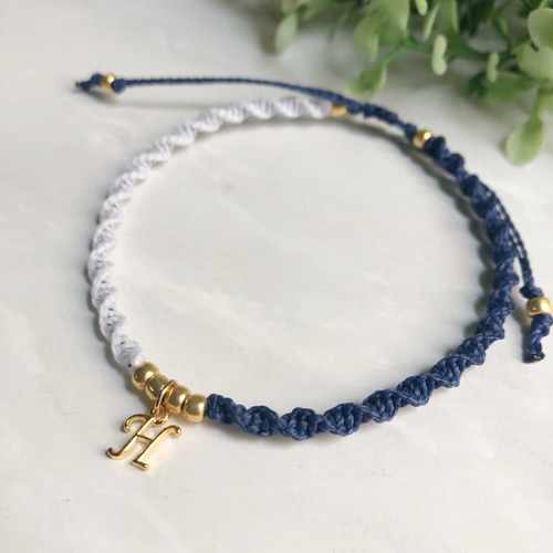 ペア価格】ワックスコードアンクレット 選べるイニシャル 記念日