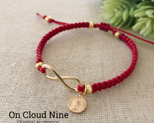 ワックスコードブレスレット♡インフィニティ×コイン ブレスレット On