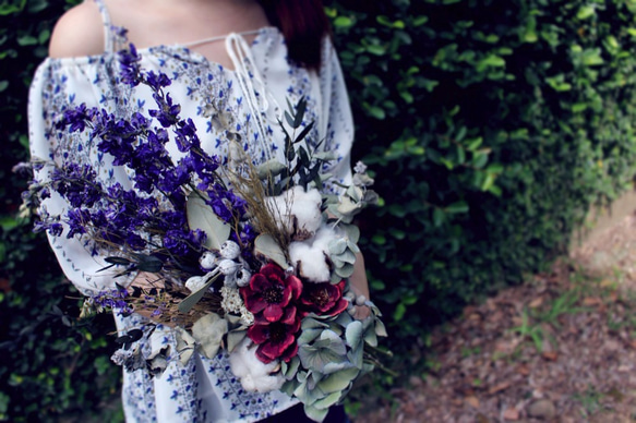 Hand-tied Bouquet 新娘捧花 《靛藍色 -感情平穩色》 第2張的照片