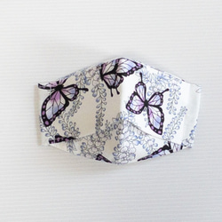 和柄　蝶々　幼児用布マスク2枚セット 3枚目の画像
