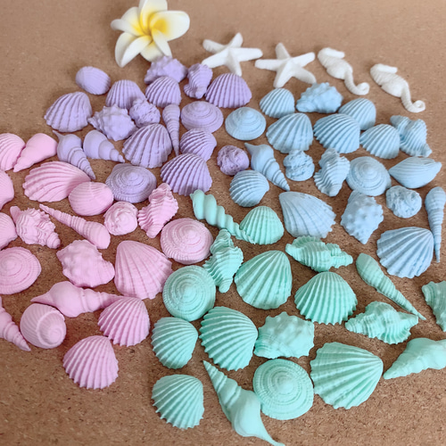 貝殻の装飾品 白色と薄紫色 カラフル貝殻パーツセット その他インテリア雑貨 atelier_HAL 通販