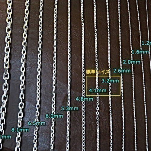 日本製 細角 太角 チェーン ネックレス シルバー silver 925 3mm ネックレス シルバー925 細角チェーン 丸カン付き 幅 約3.2mm