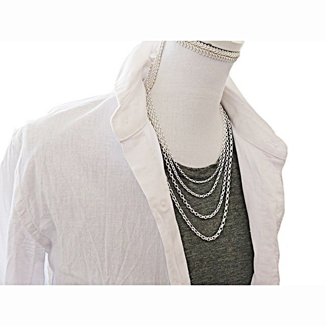 オーバルロールチェーン 4mｍ 45cm ネックレス シルバー925 半小豆 rlo140