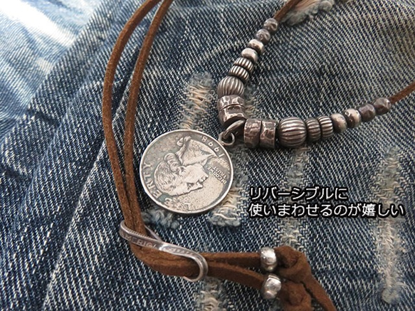 インディアンジュエリー アメリカ25セントコイン 銀貨 ネックレス シルバー 4枚目の画像