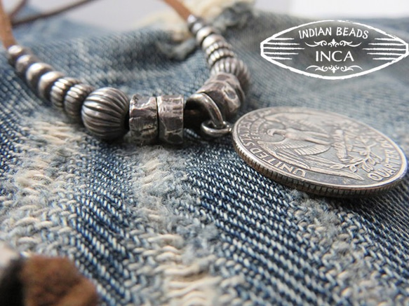 インディアンジュエリー アメリカ25セントコイン 銀貨 ネックレス シルバー 5枚目の画像