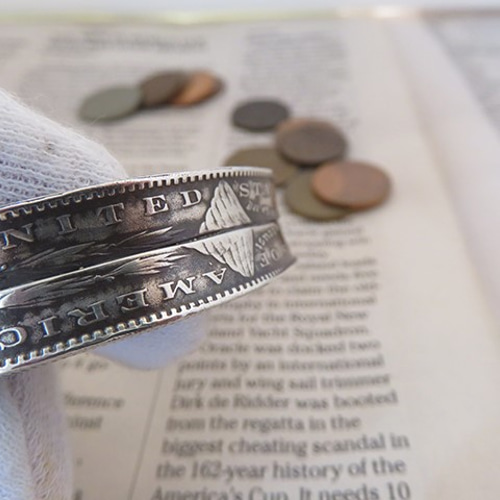 モルガン銀貨 コイン バングル ワイド シルバー インディアン