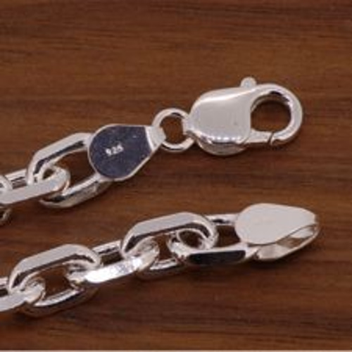 あずきチェーン ネックレス シルバー925 6.5mm 50cm 小豆 太角  