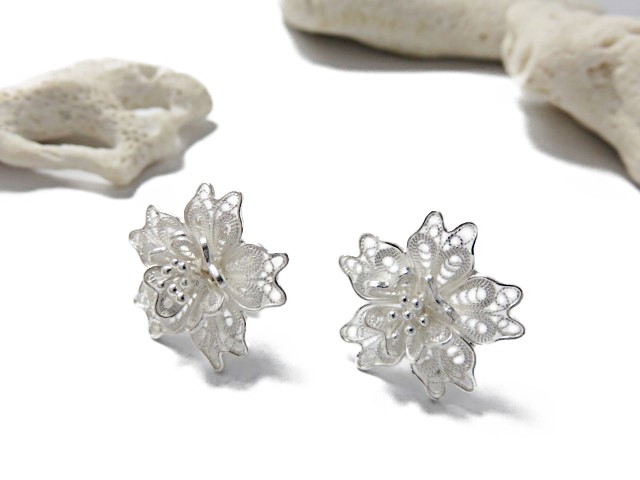 ピアス シルバー925 花 桜 フィリグリー ワイヤーアート 4,620円