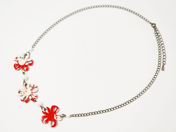 [千代神] Kirigami Flower Necklace 紅 第2張的照片