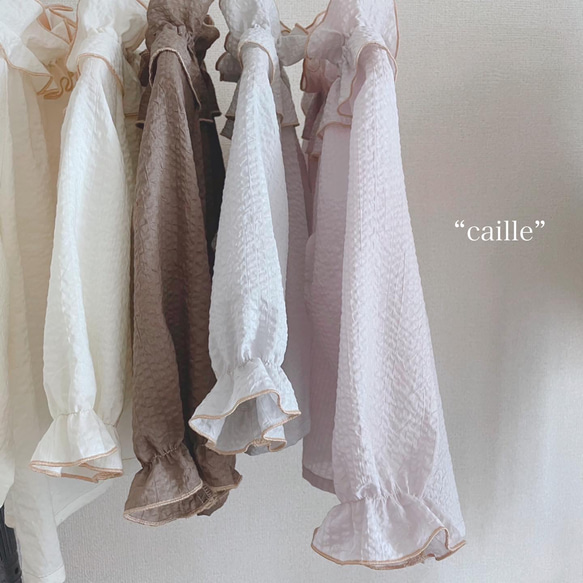 【sold】 ✂︎“caille”   ペールブルー　80-100size 立ち襟風のスモック 3枚目の画像