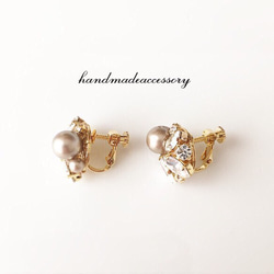 【イヤリング】crystal bijou earring ＊プラチナベージュ 2枚目の画像