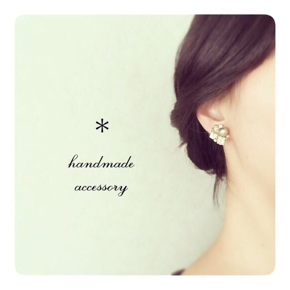 【イヤリング】crystal bijou earring ＊プラチナベージュ 3枚目の画像