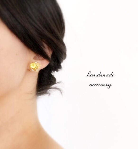 Yellow bijou earring ＊ Lt.トパーズ 【ピアス変更無料】 2枚目の画像