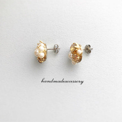 [限定1個］パール&ビジューピアス ＊ Sand opal 3枚目の画像