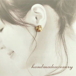 [限定1個］パール&ビジューピアス ＊ Sand opal 5枚目の画像