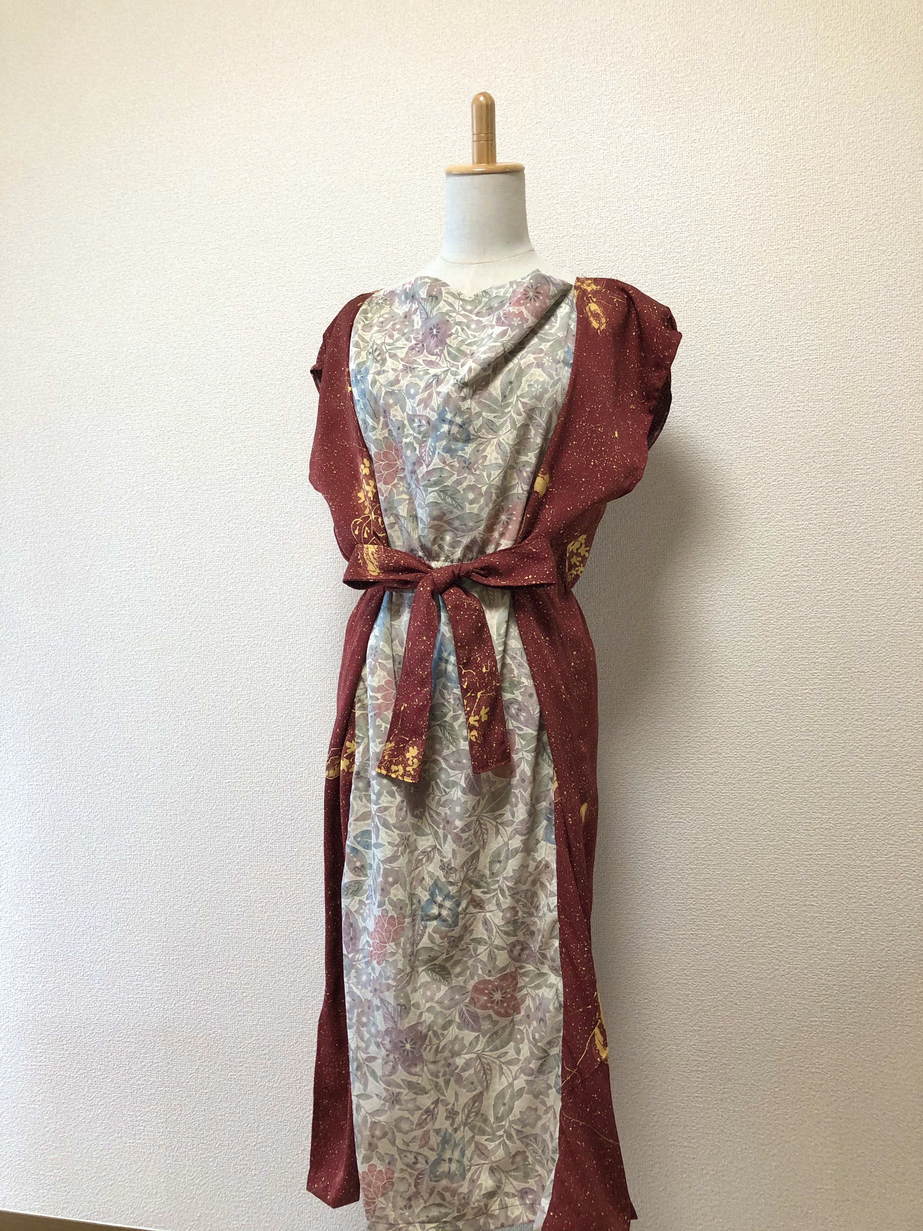 着物リメイク☆レトロな雰囲気のワンピース