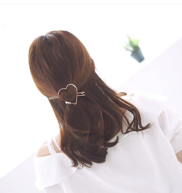 MADE IN KOREA ラブリーハート ヘアかんざし 2枚目の画像