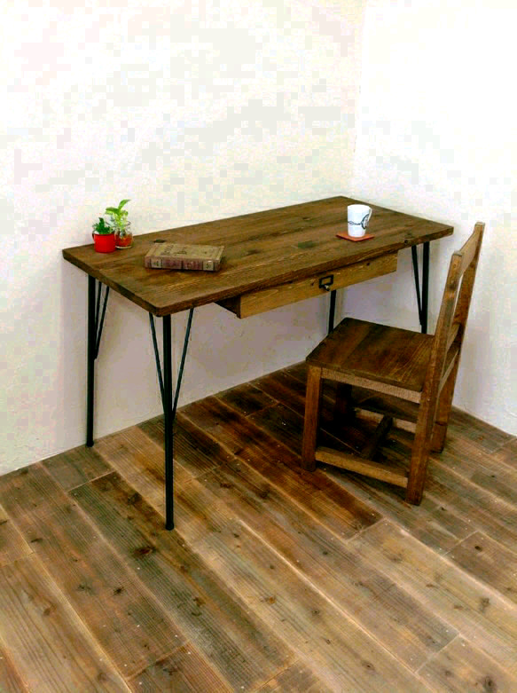 【直接配送限定】デスク　アイアンleg　drawer付 1100*500*h720 2枚目の画像