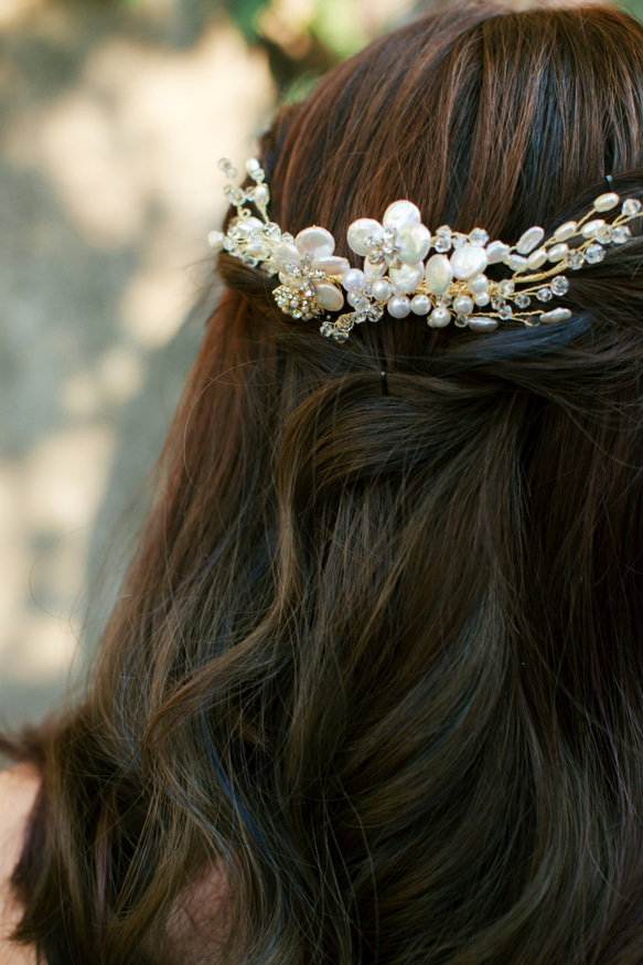 [ Hermosa ]手作飾品 婚禮 新娘髮飾  珍珠 第1張的照片