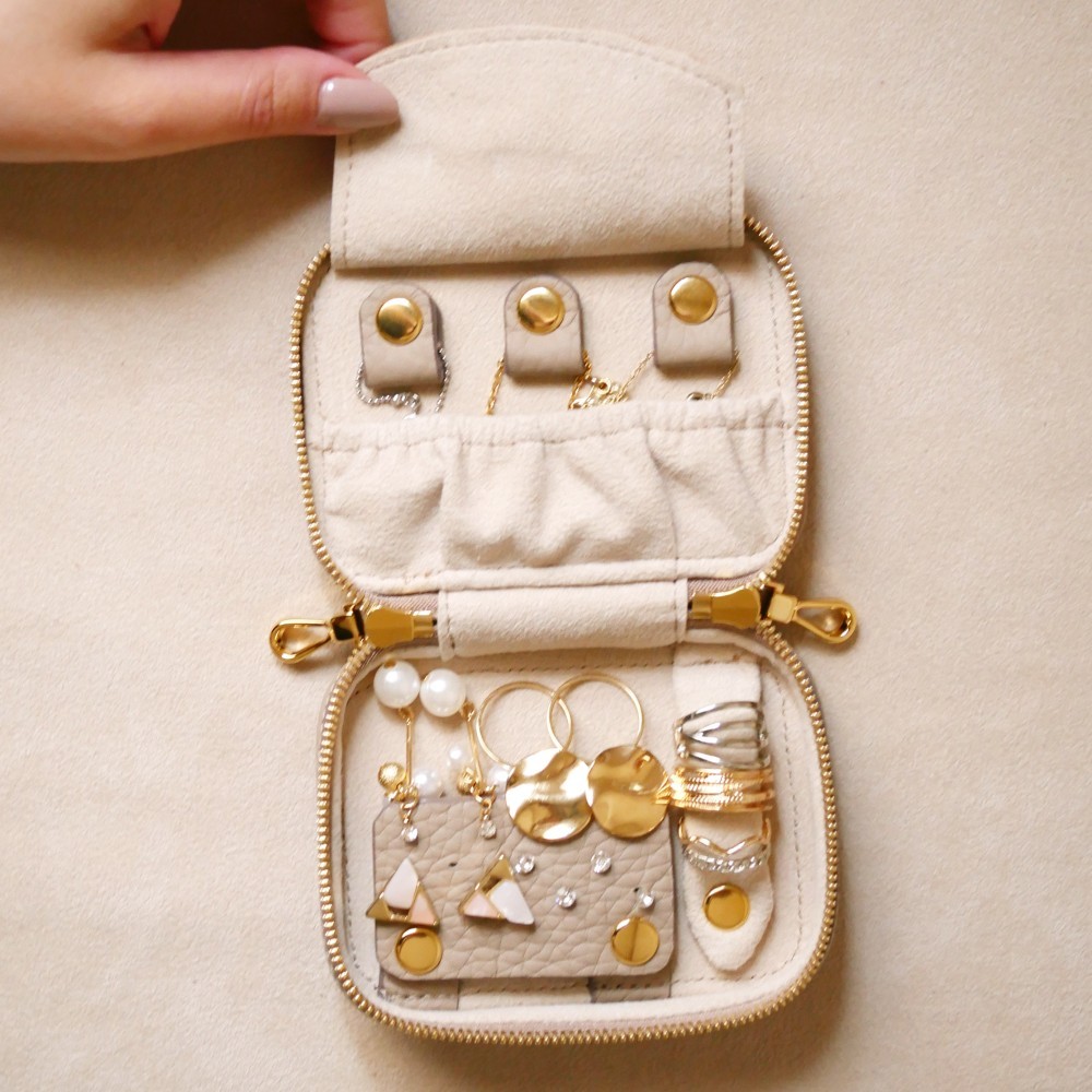 【Marble】アクセサリーケース フランス産レザー トゥルティエールグレー 携帯用コンパクトタイプ