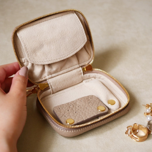 Marble】アクセサリーケース フランス産レザー トゥルティエールグレー