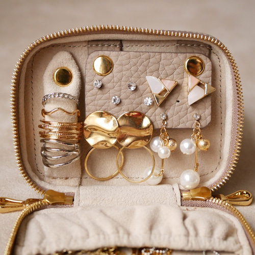 Marble】アクセサリーケース フランス産レザー トゥルティエールグレー