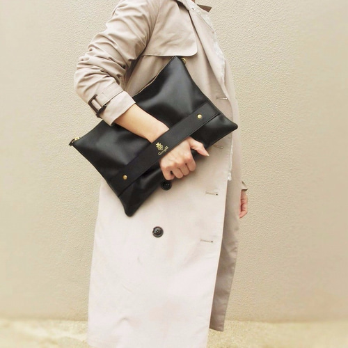 Extend】2WAYレザークラッチバッグ 黒 ラッピング可 クラッチバッグ