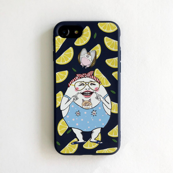 ニコニコ卵ちゃんとレモン　夏バージョン 　iphoneケース 1枚目の画像