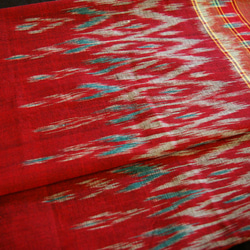 ラオスの織物 手織り布 朱色 綿 78㎝×161㎝ 5枚目の画像