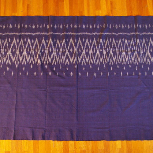 ラオスの織物 手織り布 藍染め絣布 綿 86㎝×166㎝ 生地 MANA MUSIC