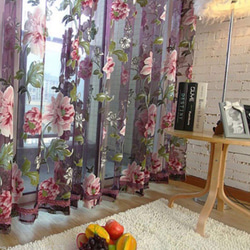 牡丹の花 花柄 レースカーテン  フック式カーテン　カーテン　100×110 他　 2枚目の画像