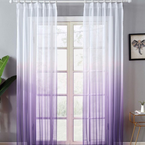 パープル ツートン グラデーションカーテン レースカーテン カーテン
