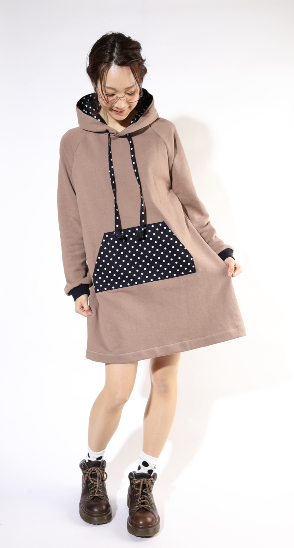 グレイッシュカラーのフーディーワンピー♡ココア