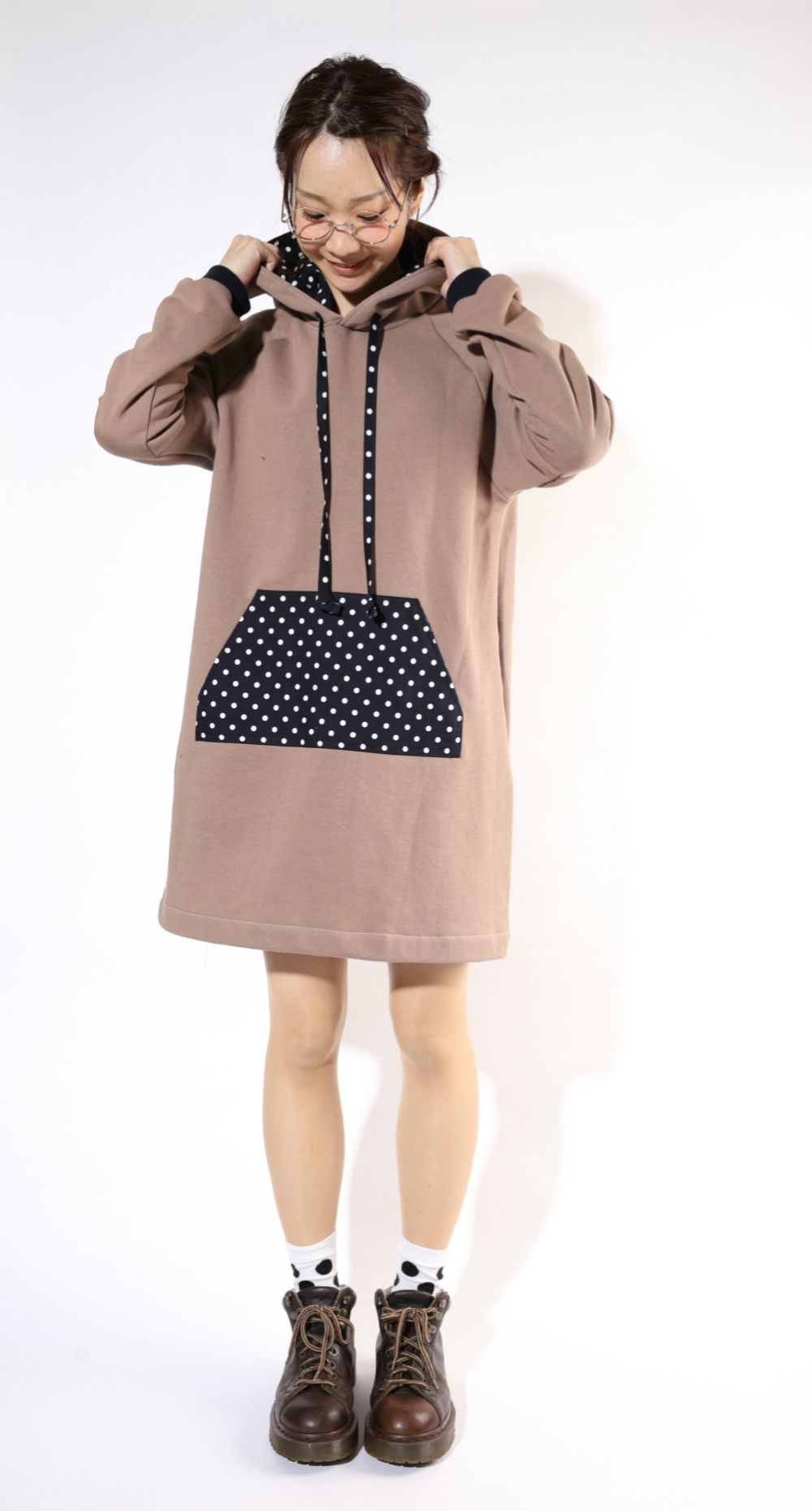 グレイッシュカラーのフーディーワンピー♡ココア